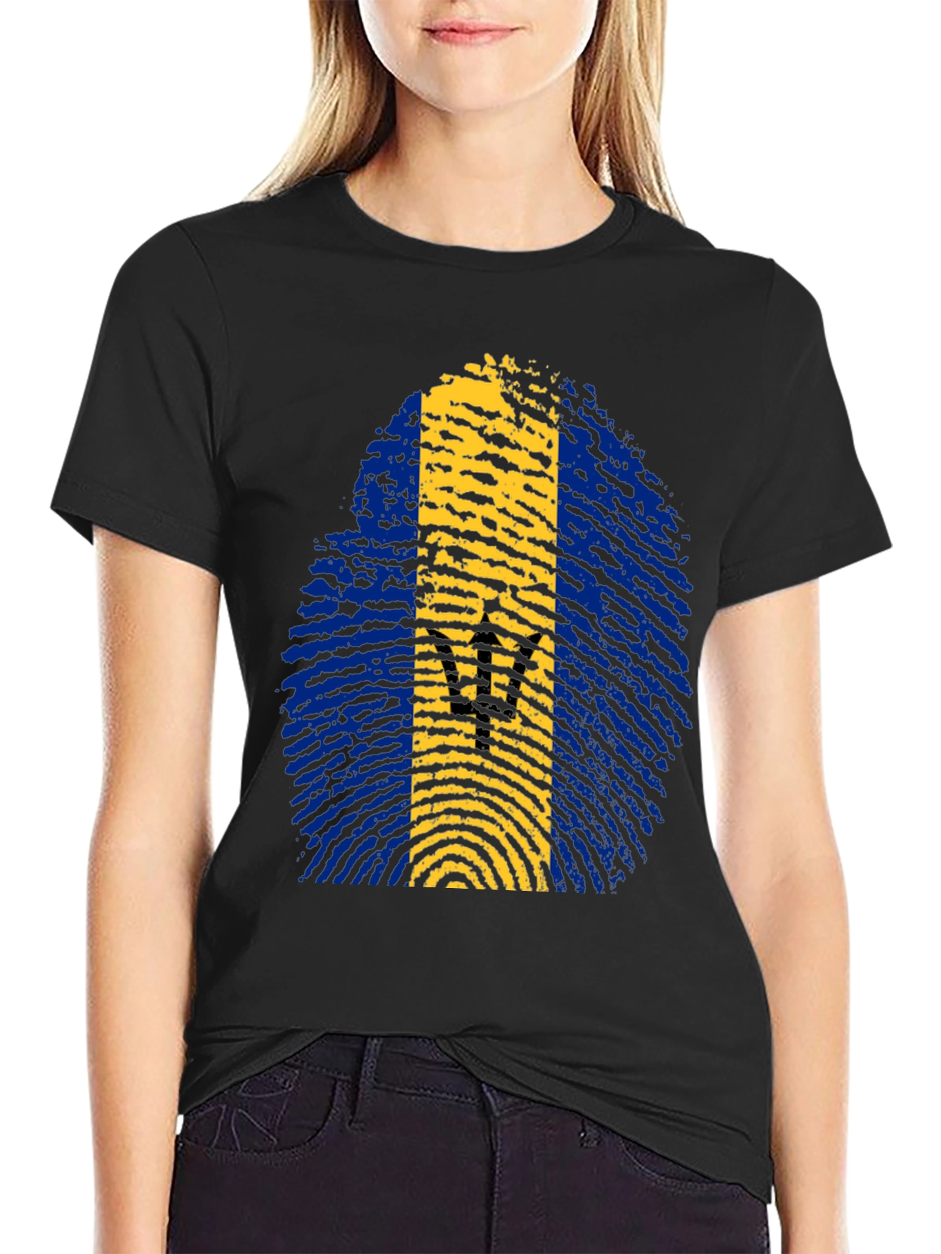 Barbados Flag Fingerprint T-Shirt
