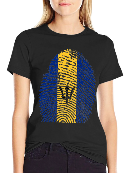 Barbados Flag Fingerprint T-Shirt