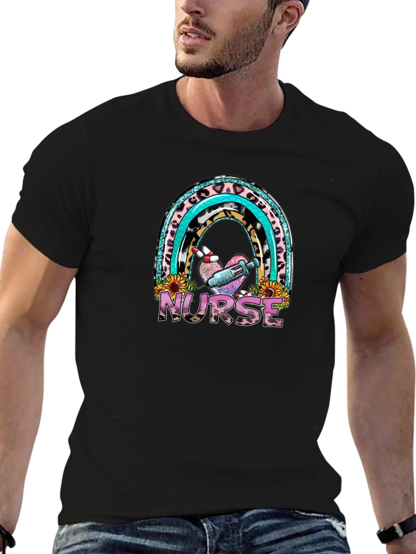 Nurse Rainbow Graphic T-Shirt