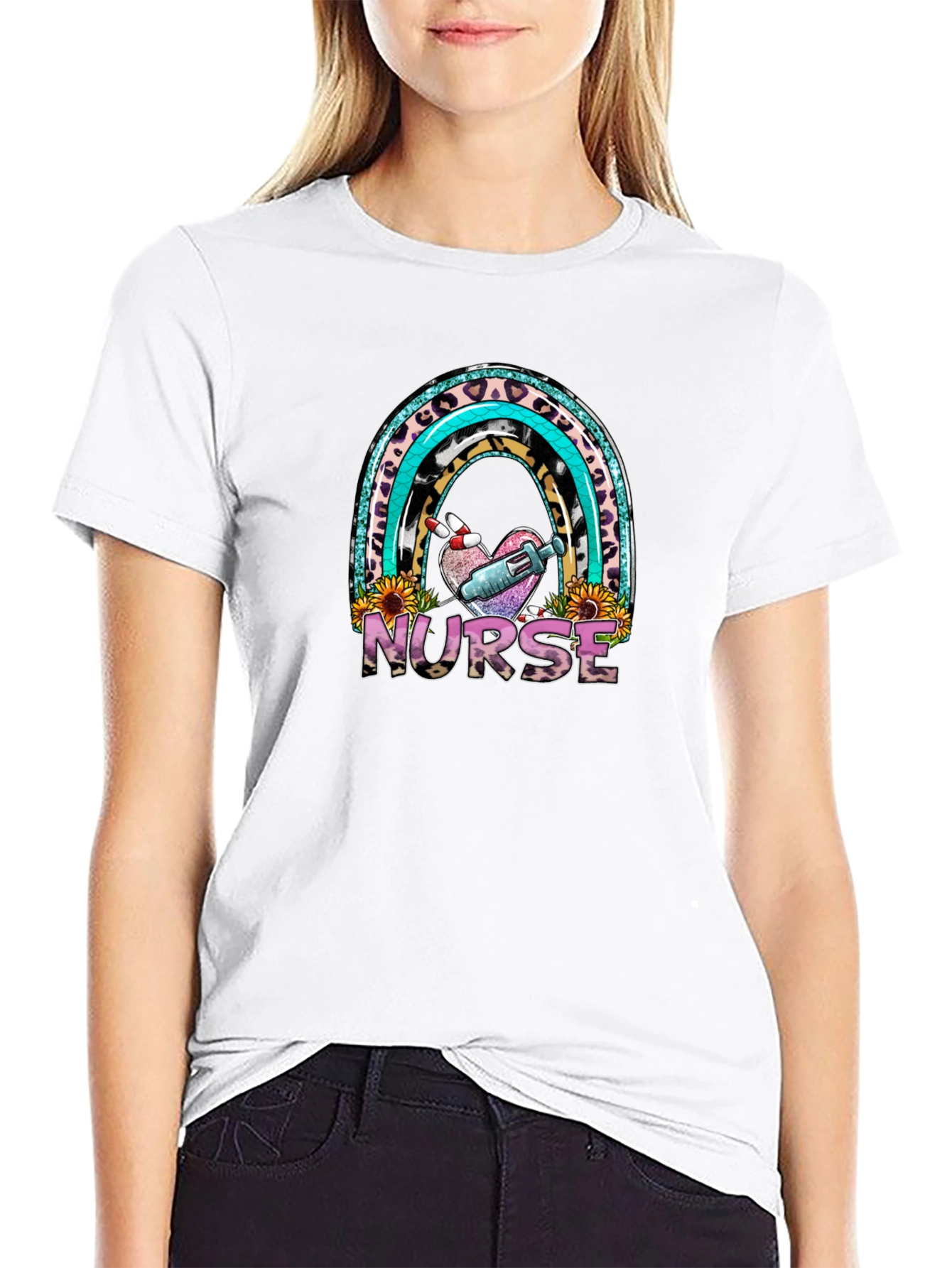 Nurse Rainbow Graphic T-Shirt