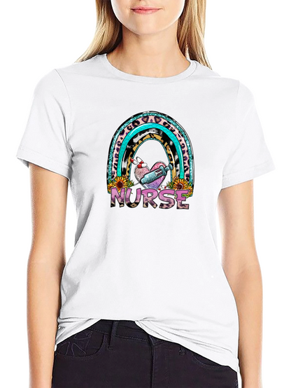 Nurse Rainbow Graphic T-Shirt