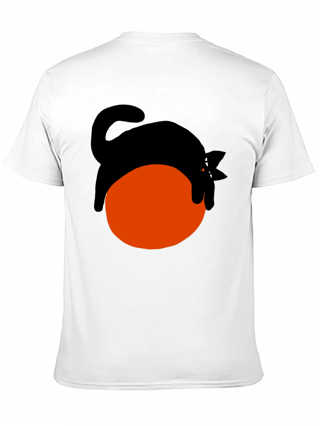 Black Cat on Orange Ball Graphic T-Shirt