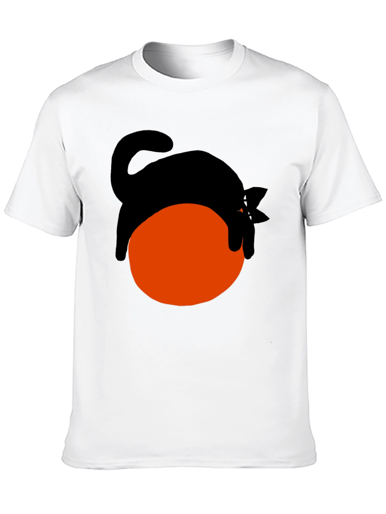 Black Cat on Orange Ball Graphic T-Shirt