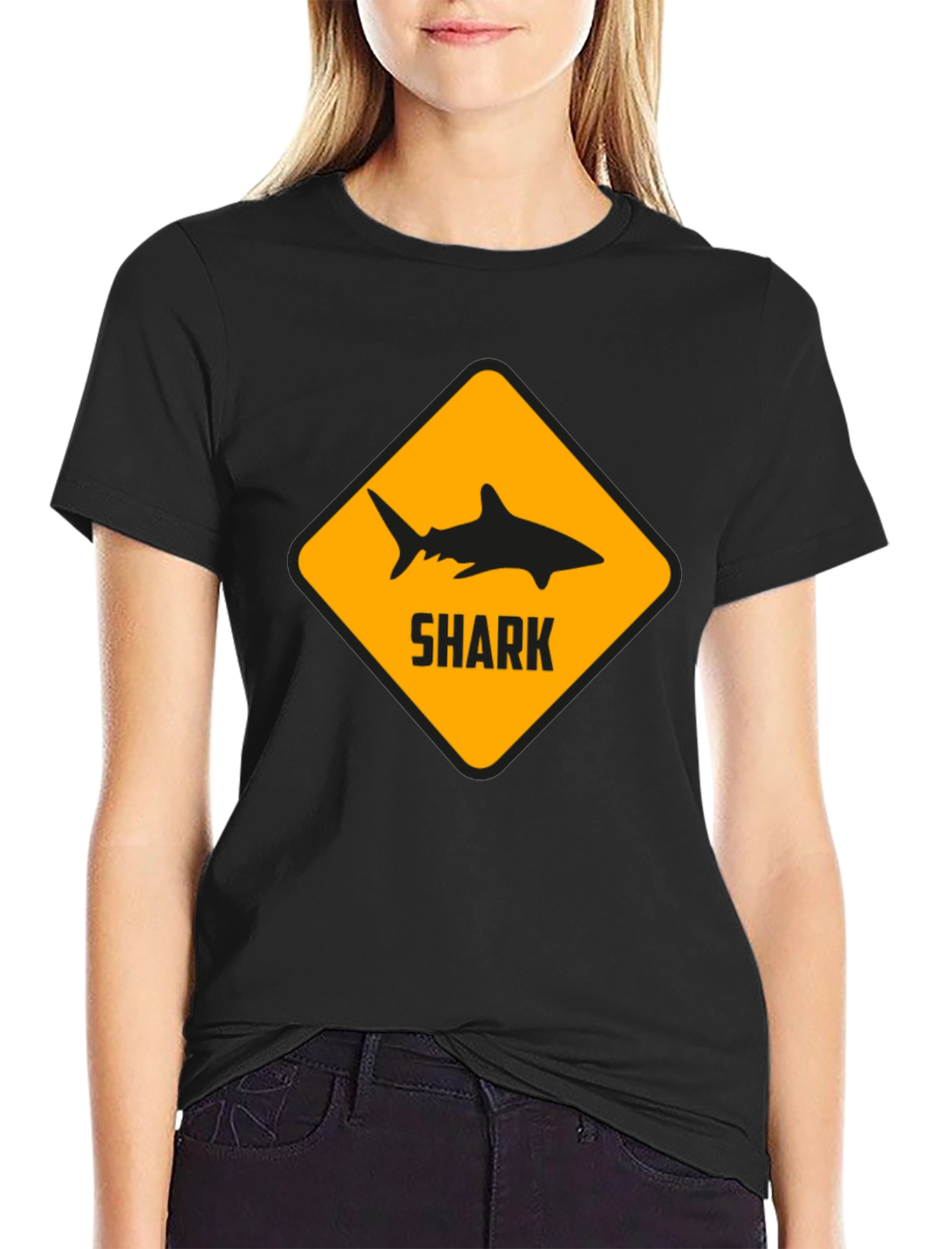 Shark Warning Black T-Shirt