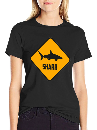 Shark Warning Black T-Shirt