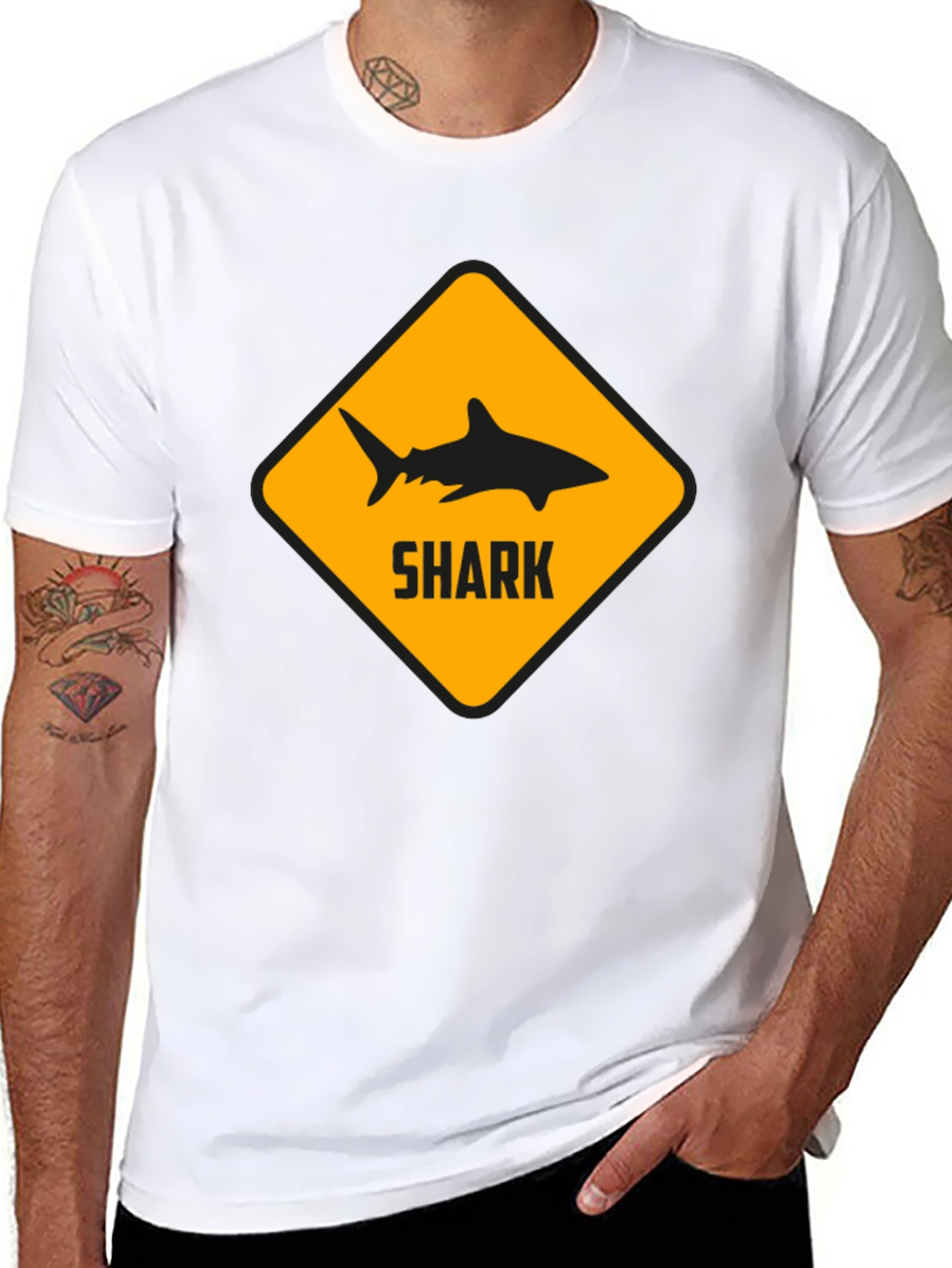 Shark Warning Black T-Shirt