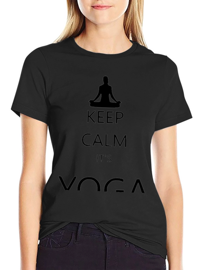 Keep Calm Its Yoga Black Graphic T-Shirt