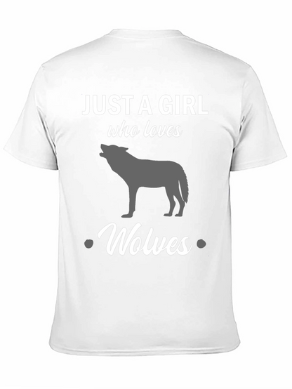 Just a Girl Who Loves Wolves Black T-Shirt