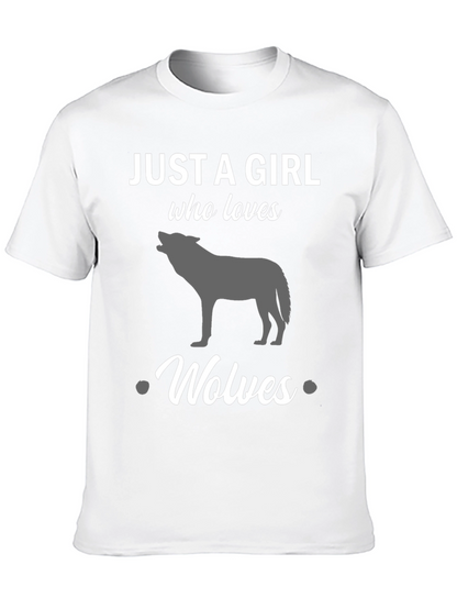 Just a Girl Who Loves Wolves Black T-Shirt