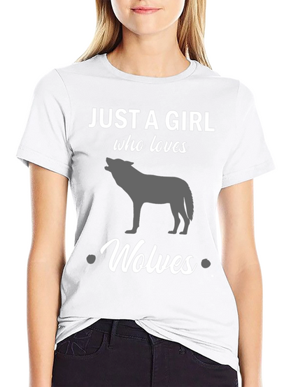 Just a Girl Who Loves Wolves Black T-Shirt