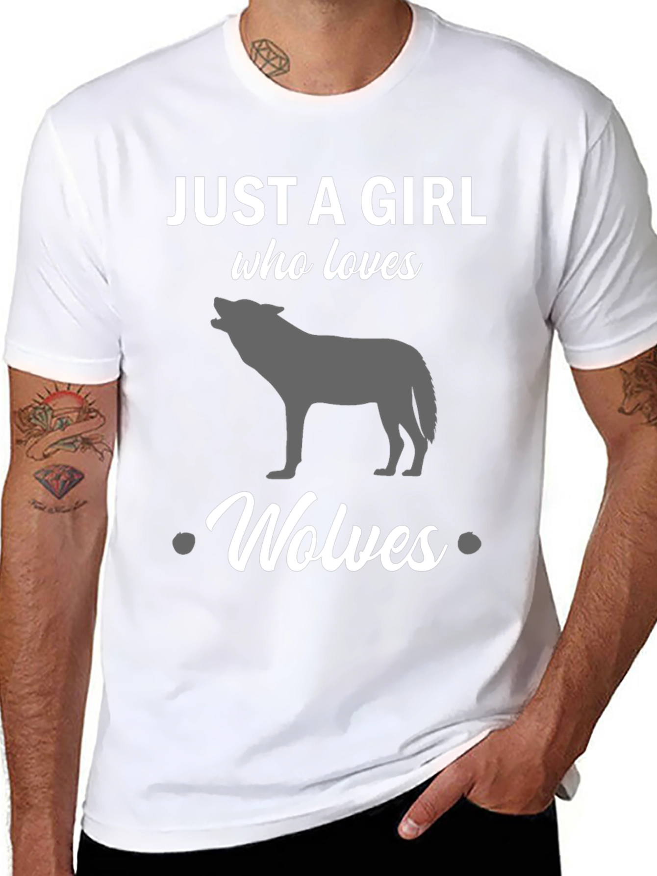Just a Girl Who Loves Wolves Black T-Shirt