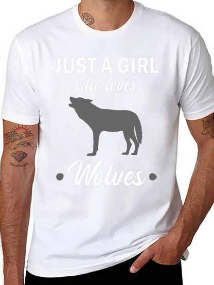 Just a Girl Who Loves Wolves Black T-Shirt