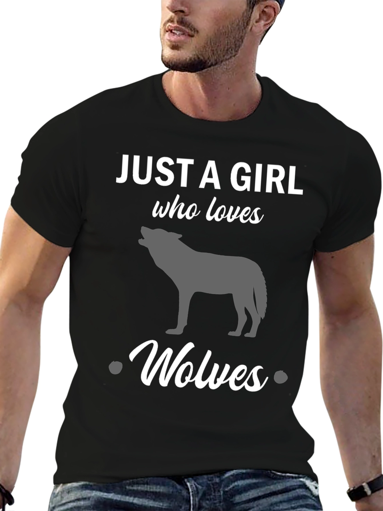 Just a Girl Who Loves Wolves Black T-Shirt