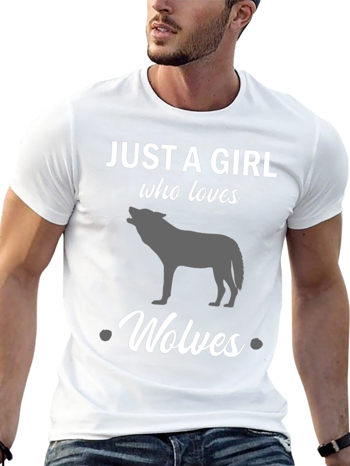 Just a Girl Who Loves Wolves Black T-Shirt