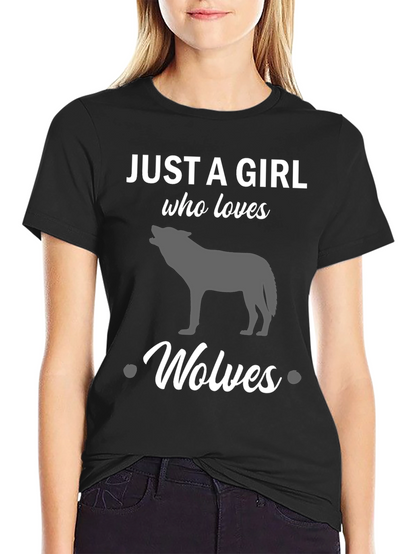 Just a Girl Who Loves Wolves Black T-Shirt