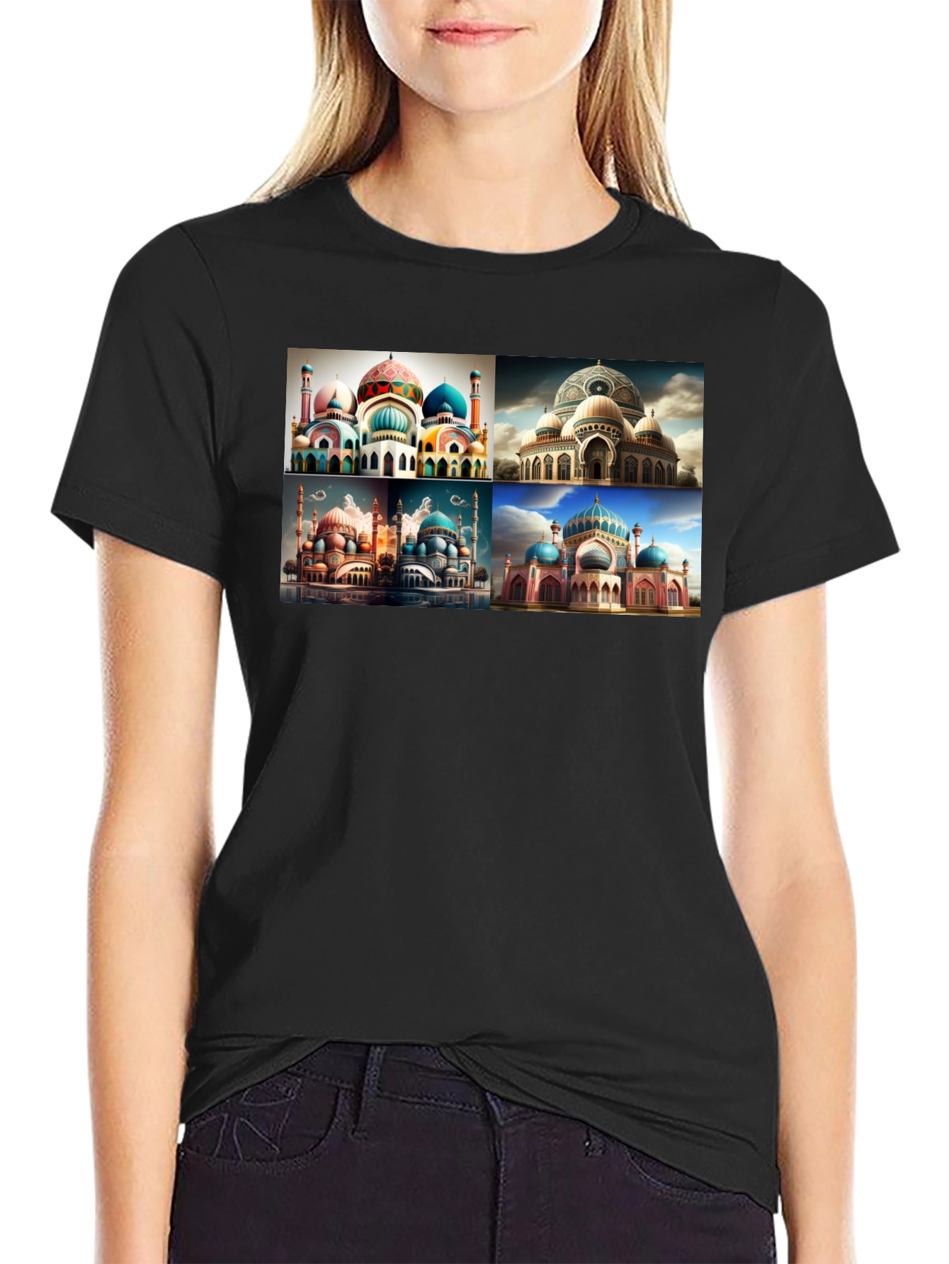 Mosque Collage Graphic Tee - Mens Black T-Shirt