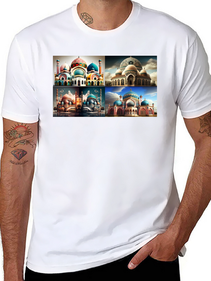 Mosque Collage Graphic Tee - Mens Black T-Shirt