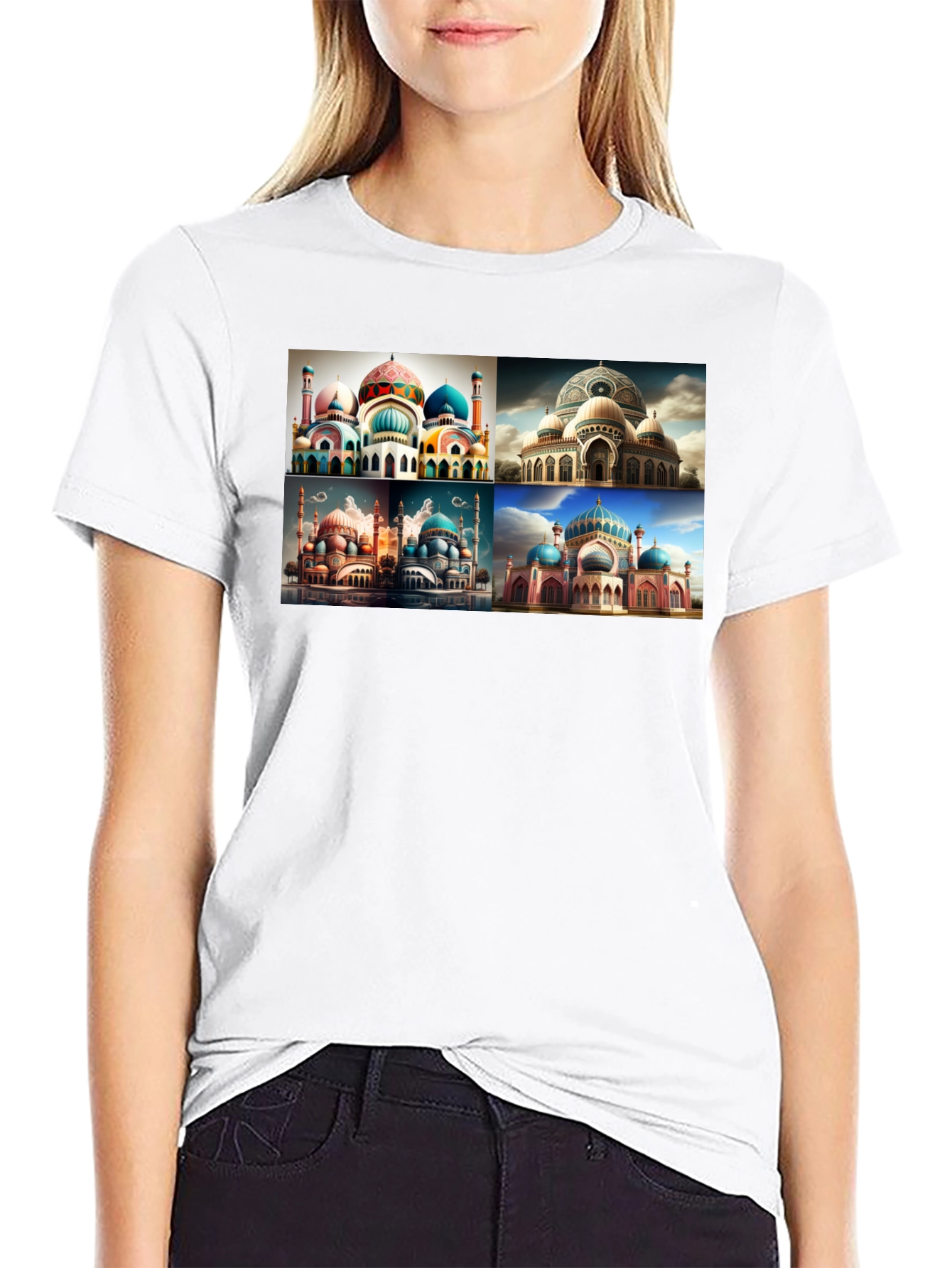 Mosque Collage Graphic Tee - Mens Black T-Shirt