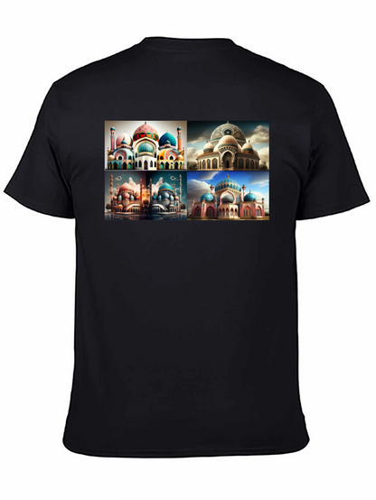 Mosque Collage Graphic Tee - Mens Black T-Shirt