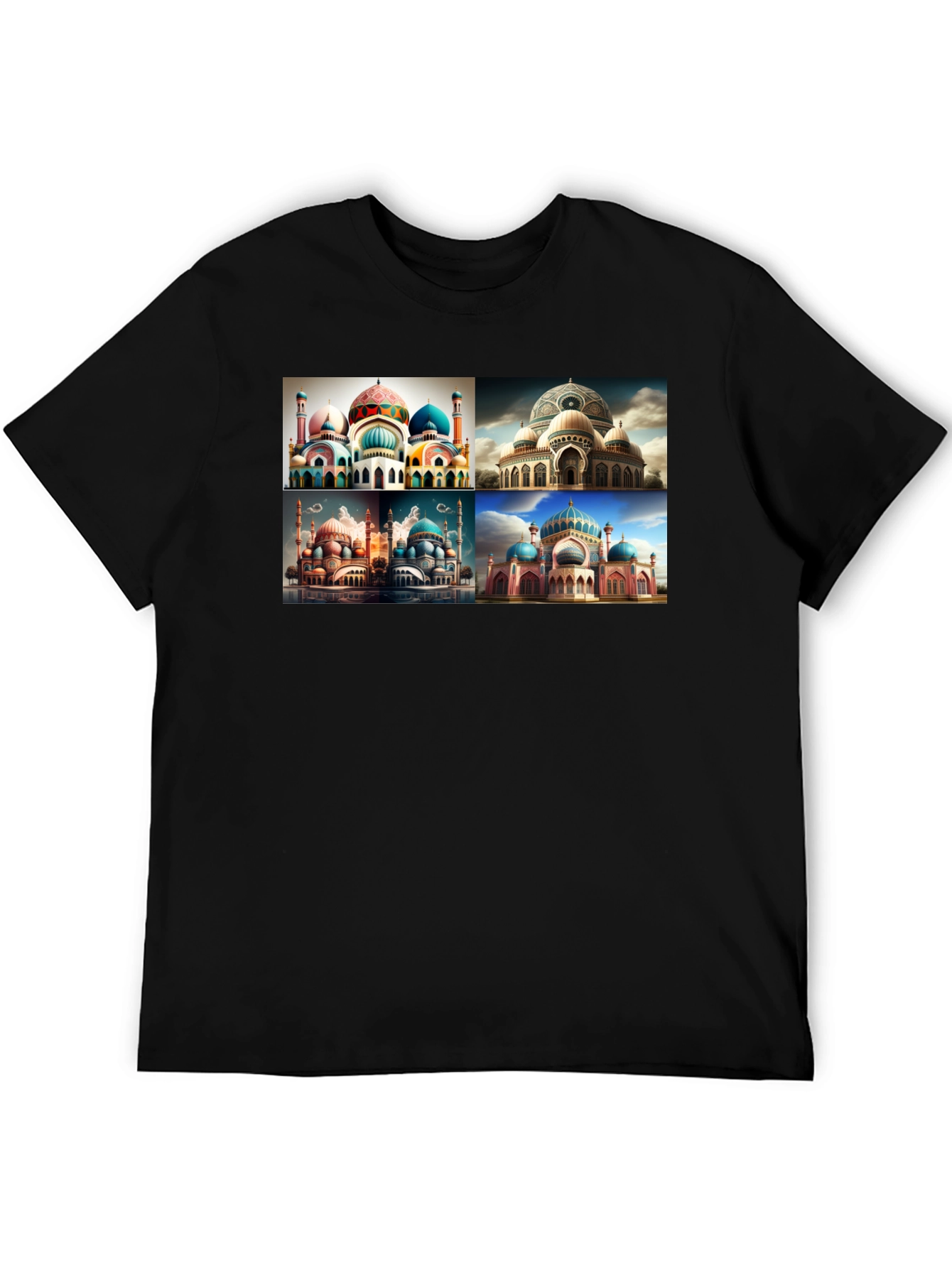 Mosque Collage Graphic Tee - Mens Black T-Shirt