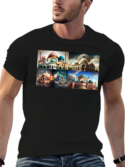 Mosque Collage Graphic Tee - Mens Black T-Shirt