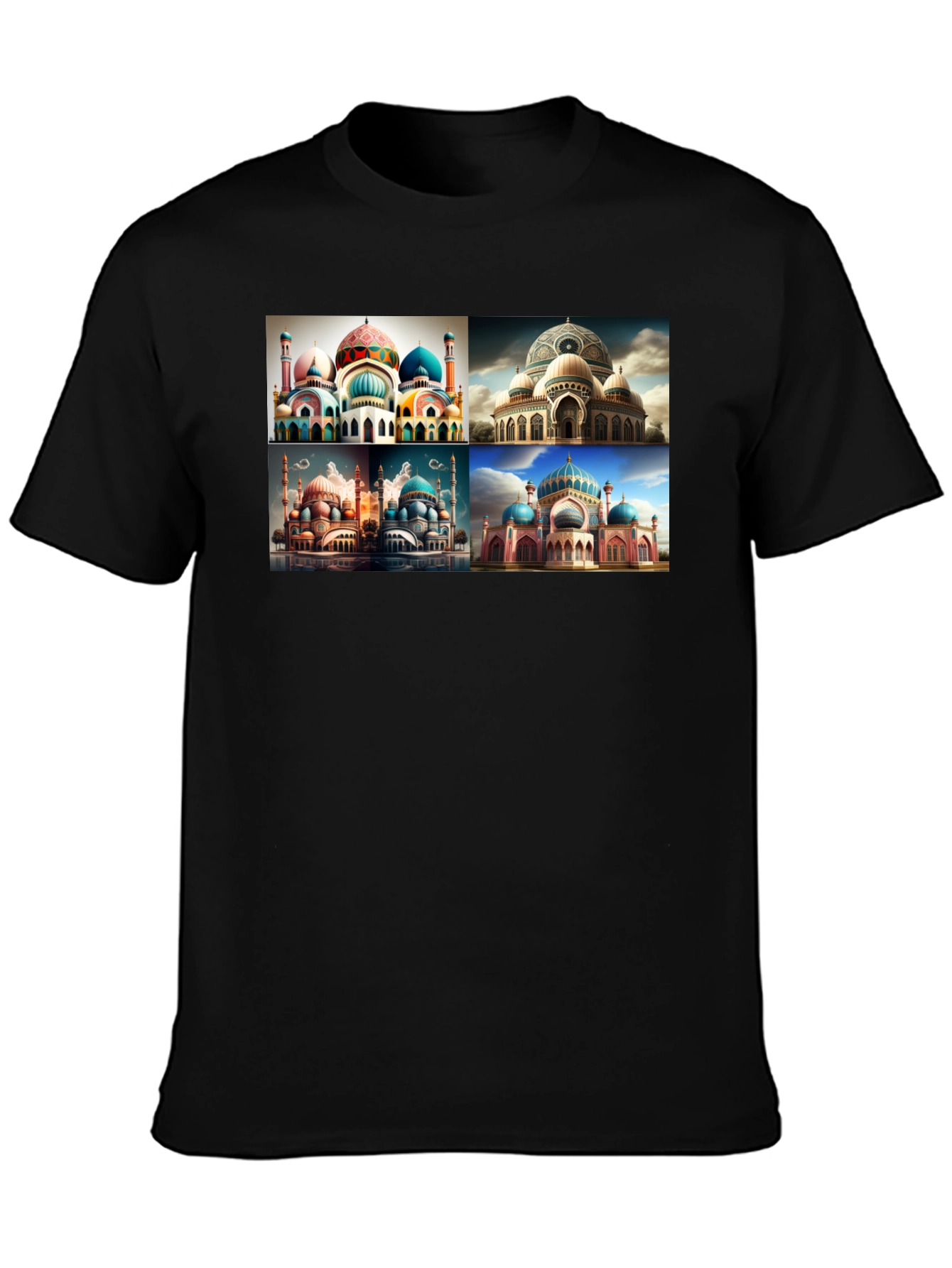 Mosque Collage Graphic Tee - Mens Black T-Shirt