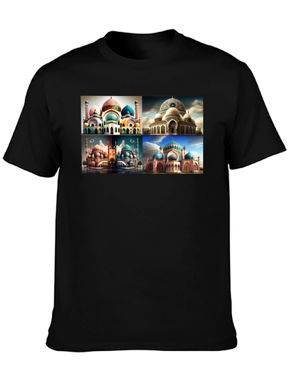 Mosque Collage Graphic Tee - Mens Black T-Shirt