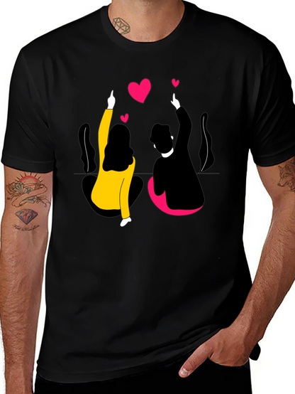 Couples Love Graphic Black T-Shirt