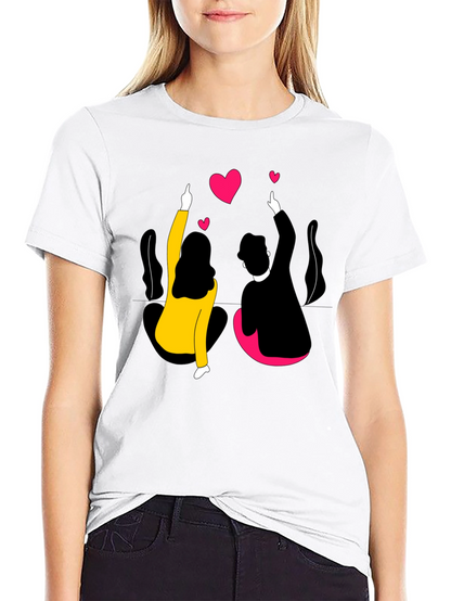 Couples Love Graphic Black T-Shirt