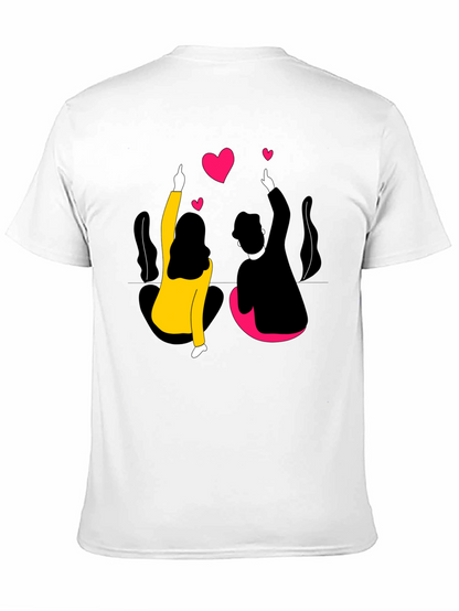 Couples Love Graphic Black T-Shirt