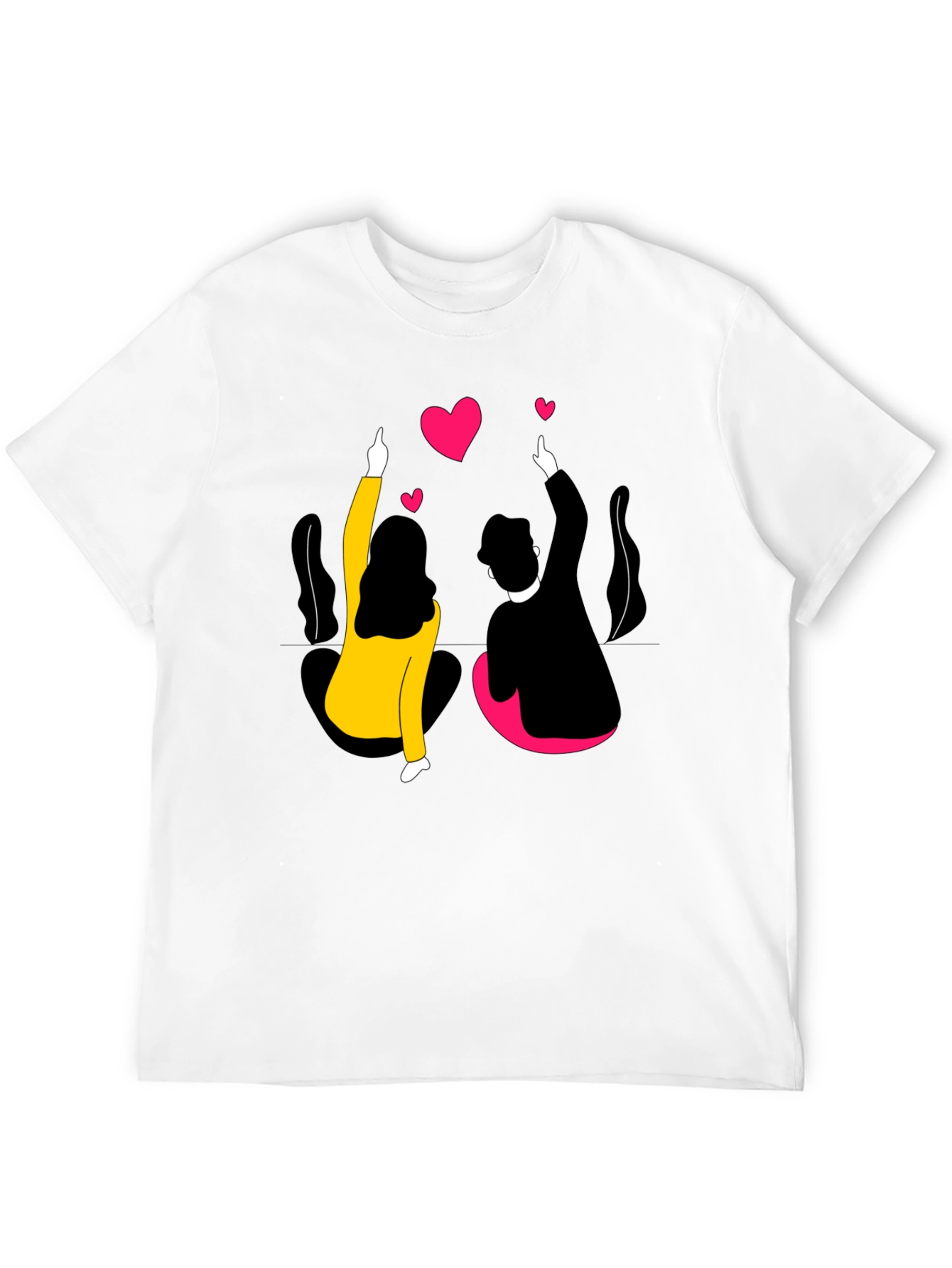 Couples Love Graphic Black T-Shirt