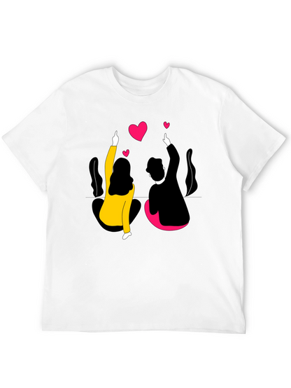 Couples Love Graphic Black T-Shirt