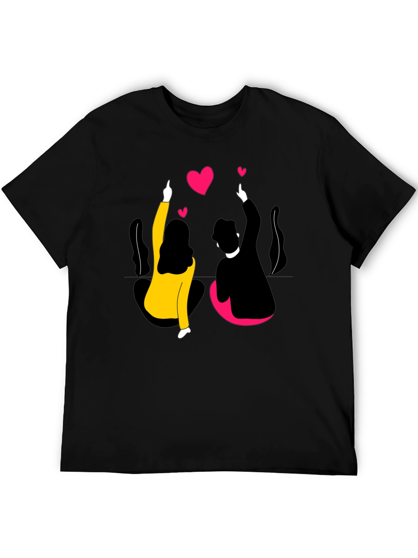 Couples Love Graphic Black T-Shirt