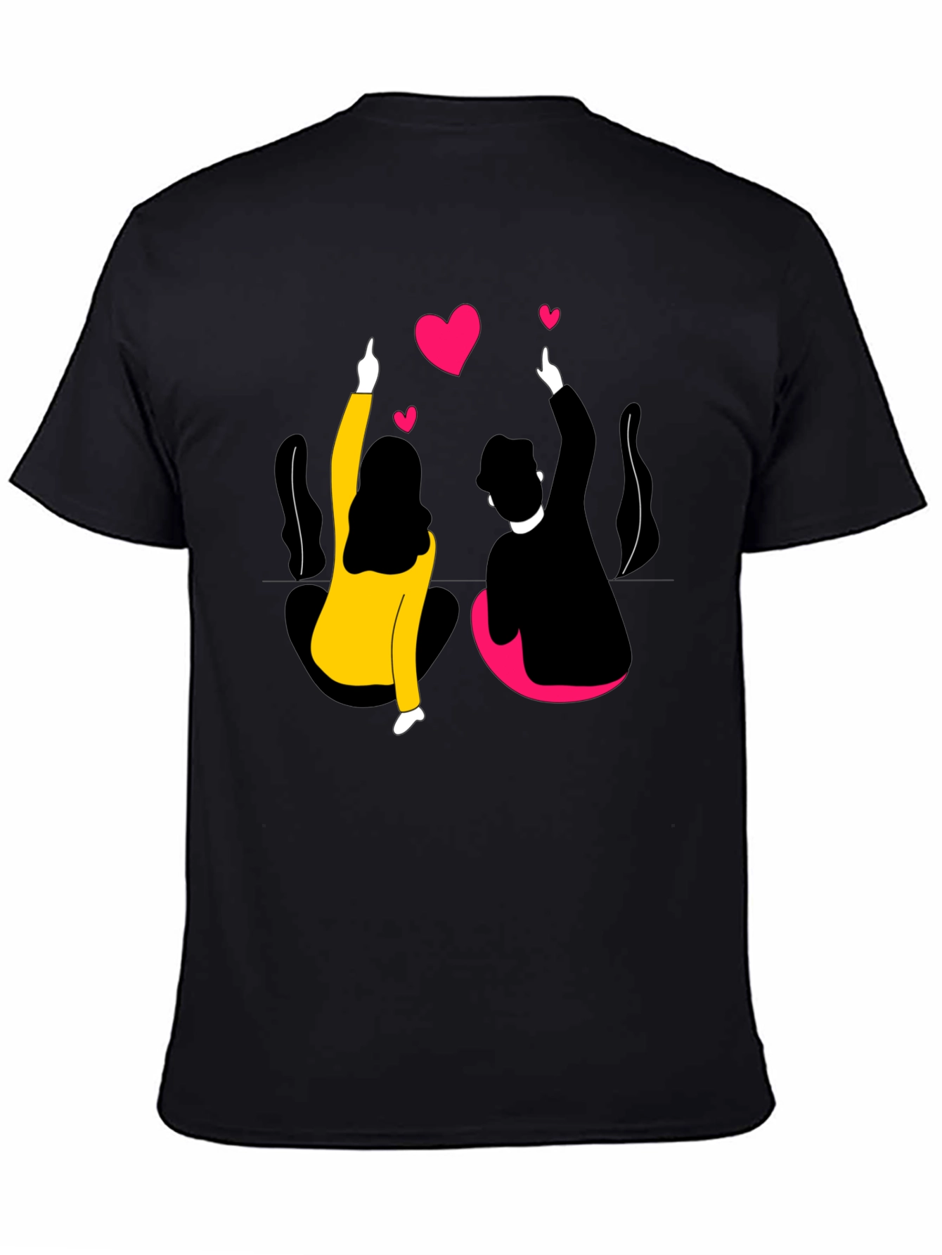 Couples Love Graphic Black T-Shirt
