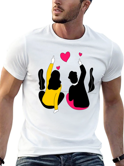 Couples Love Graphic Black T-Shirt