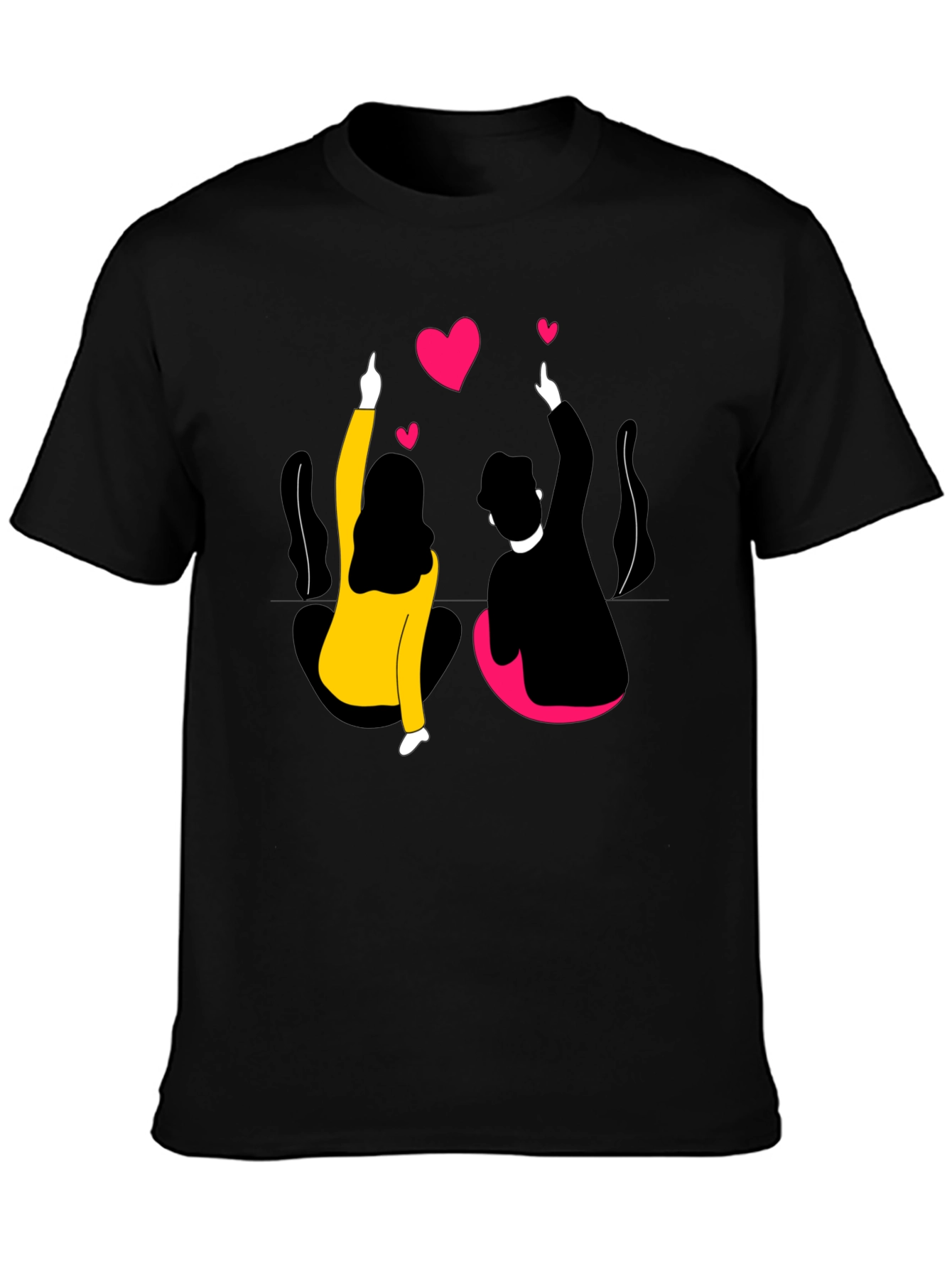 Couples Love Graphic Black T-Shirt