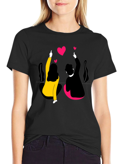 Couples Love Graphic Black T-Shirt
