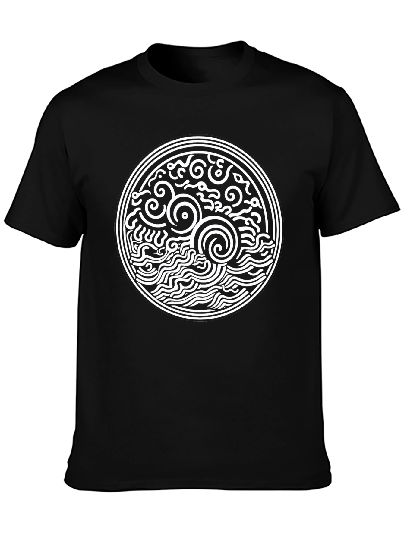 Black T-Shirt with Celtic Sea Design