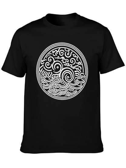 Black T-Shirt with Celtic Sea Design