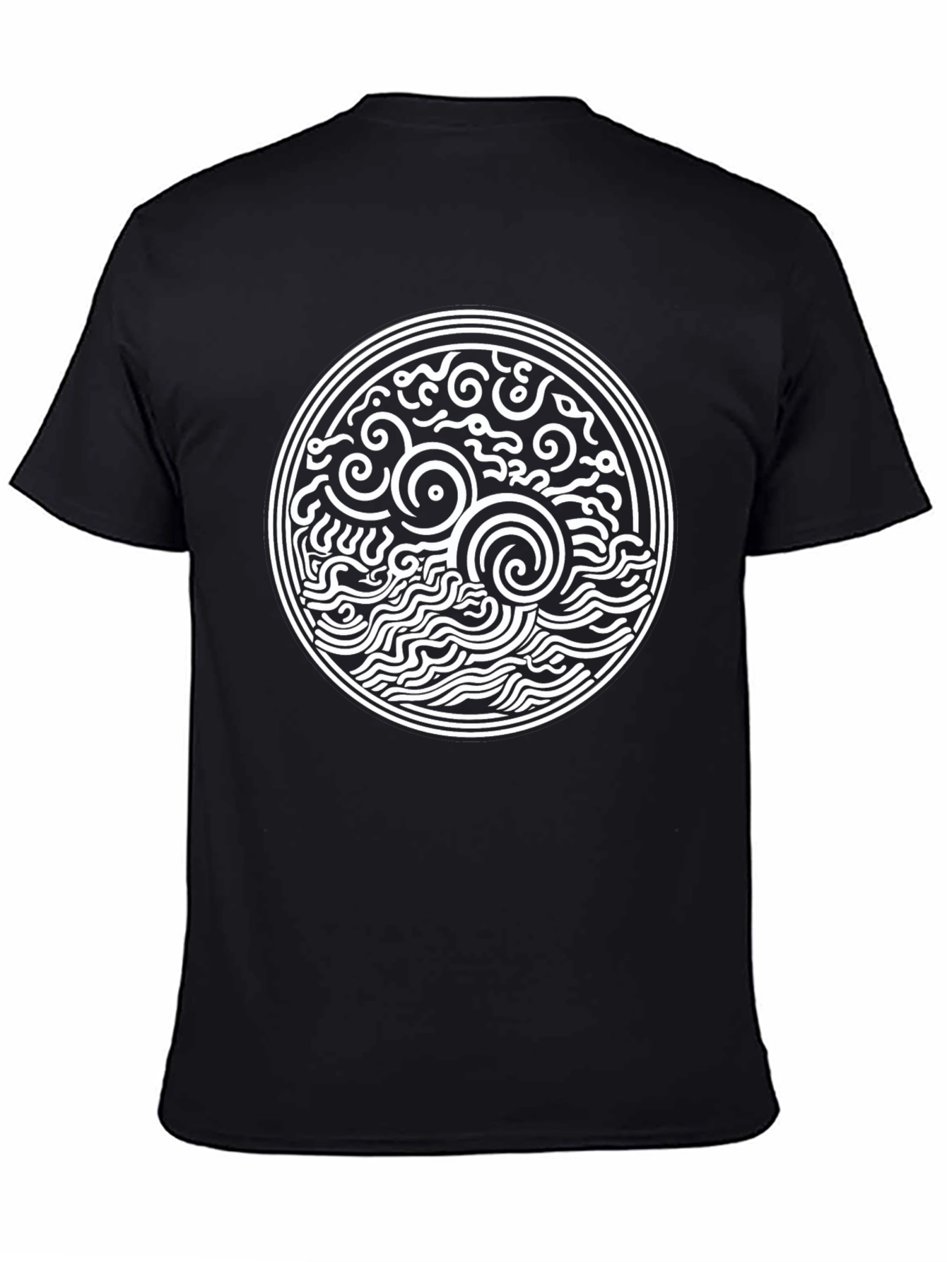 Black T-Shirt with Celtic Sea Design