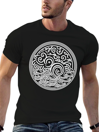 Black T-Shirt with Celtic Sea Design