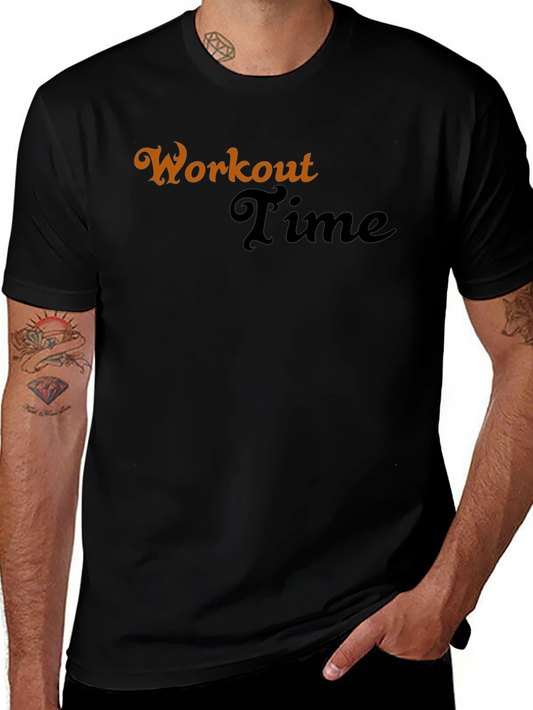 Workout Time Graphic Tee - Black Fitness Shirt
