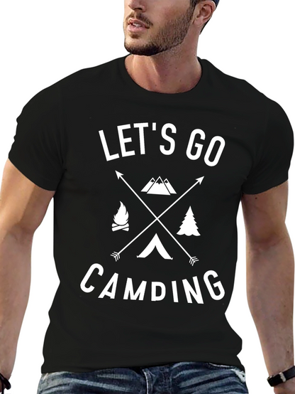Lets Go Camping Graphic Tee - Black Cotton Shirt