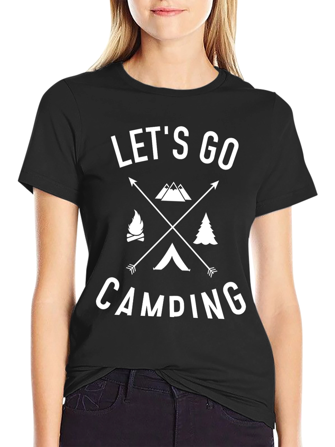 Lets Go Camping Graphic Tee - Black Cotton Shirt
