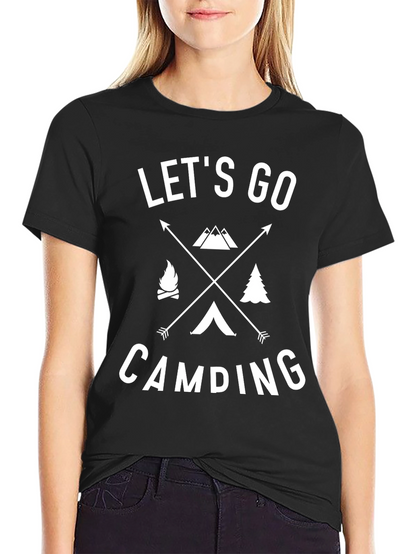 Lets Go Camping Graphic Tee - Black Cotton Shirt