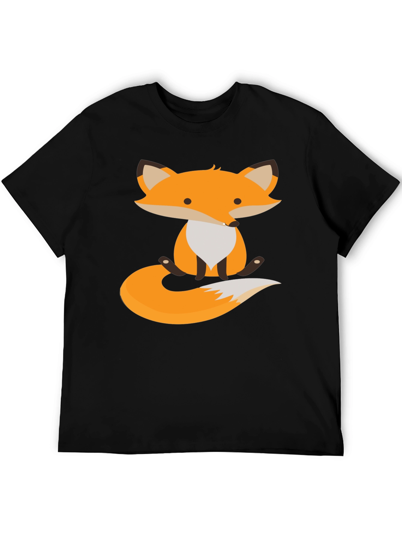 Cute Fox Graphic Tee - Black Cotton T-Shirt