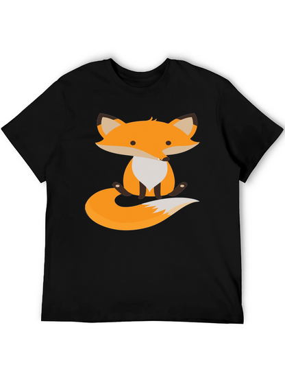 Cute Fox Graphic Tee - Black Cotton T-Shirt