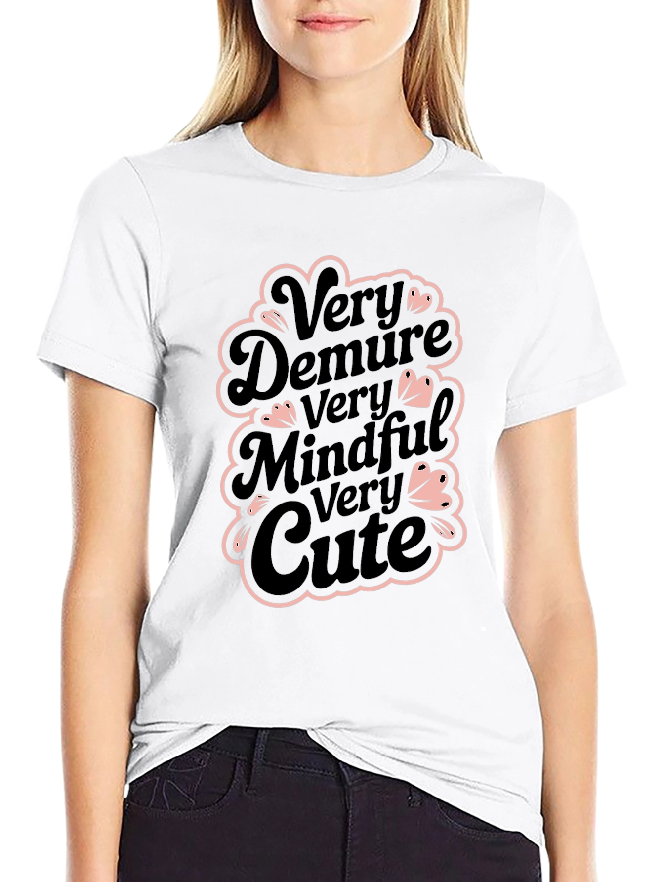 Very Demure Mindful Cute Black T-Shirt