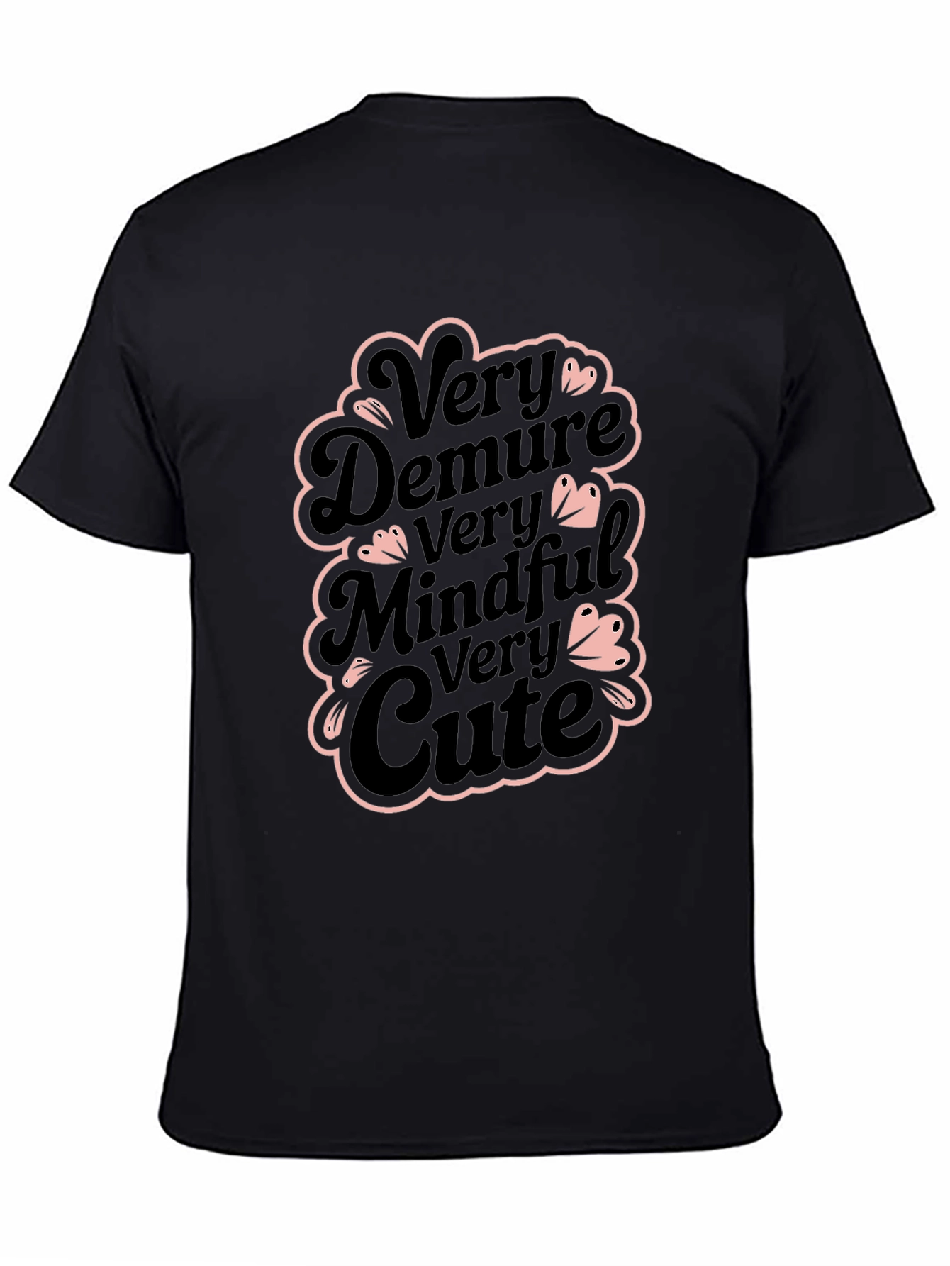 Very Demure Mindful Cute Black T-Shirt