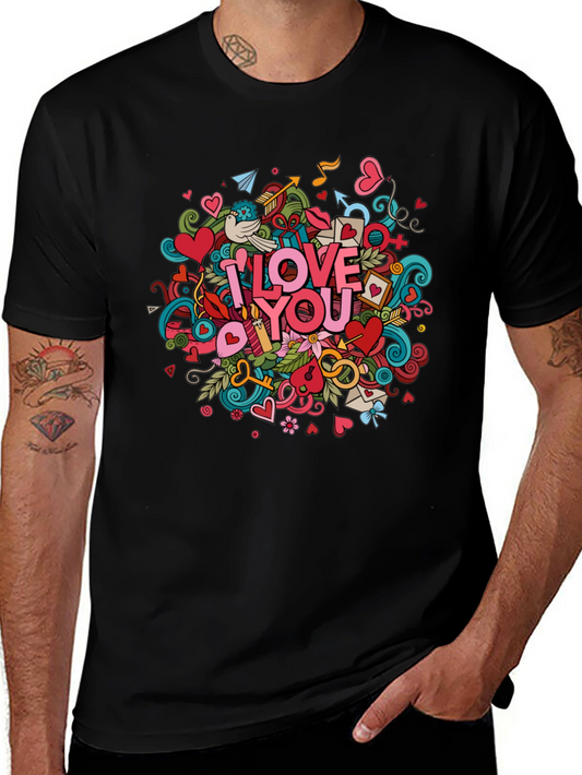 I Love You Graphic T-Shirt - Black Crew Neck Tee